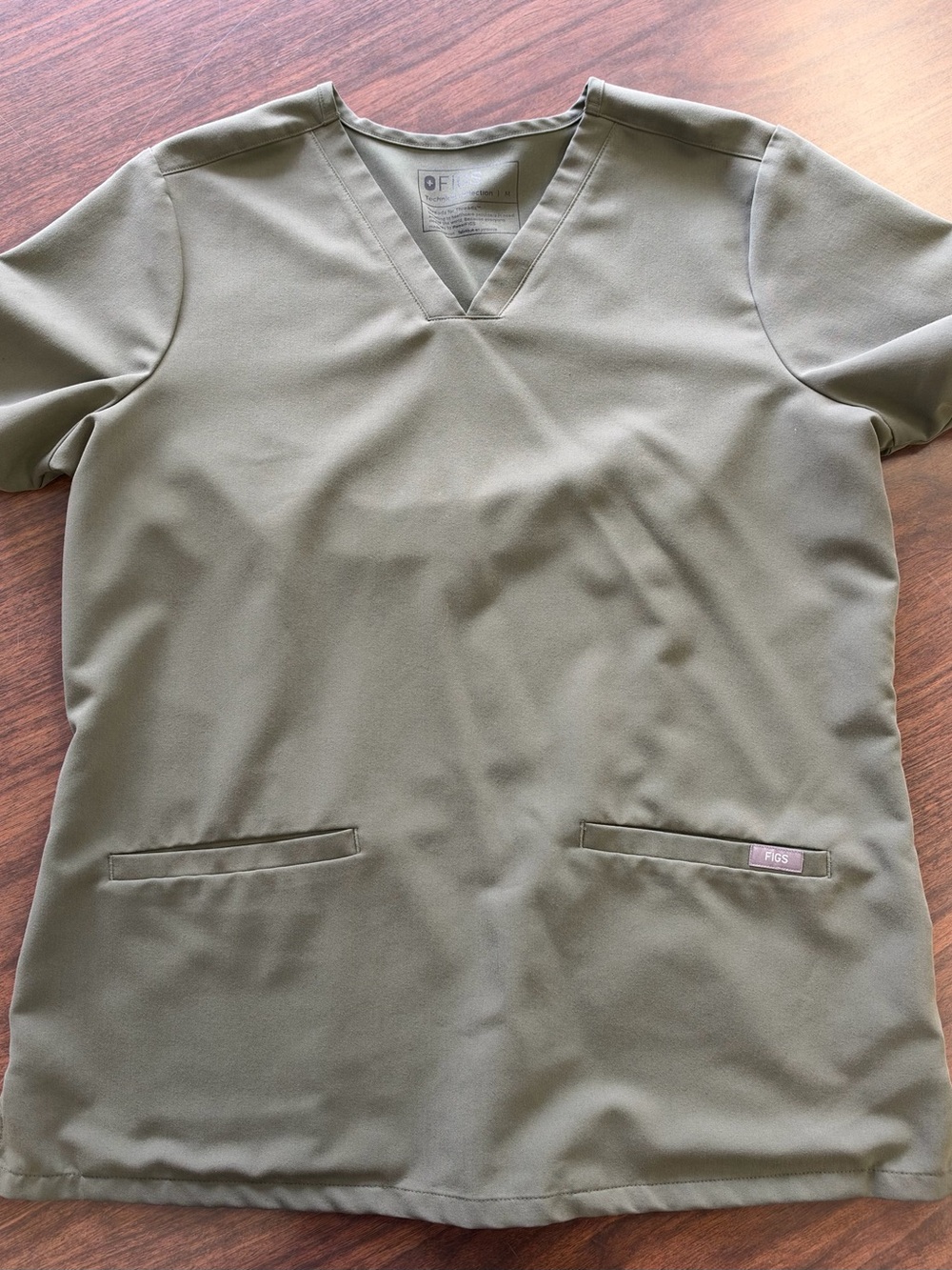 Figs Women's V-Neck Scrub Top in Moss Green